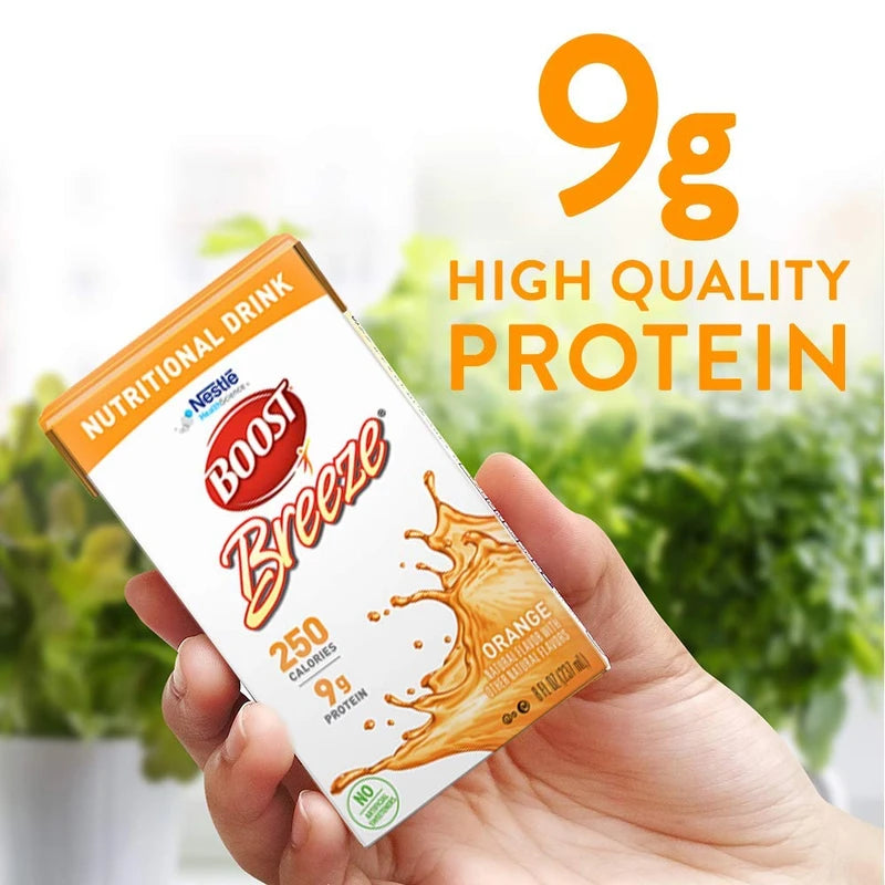 BOOST Boost Breeze Nutritional Drink, Orange, 8 Fl Oz (Pack of 27)