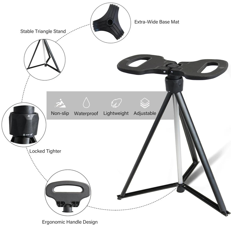 Cane with Seat 2-in-1 Portable Walking Stick with Seat for Men & Women Folding Lightweight Sturdy Tripod Cane Foldable Stool Mobility Aid Crutch Chair with Travel Bag for Elderly, Seniors & Handicap