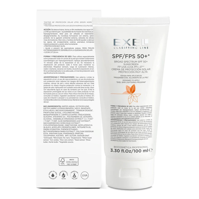 Exel Biocosmetic Sunscreen SPF 60 PF UVA UVB 27 Broad Spectrum Ectoin and Titanium Dioxide, 100ml