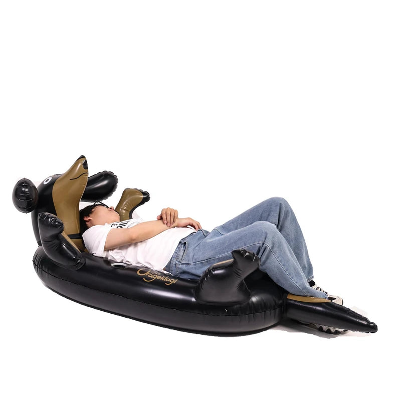 Urageidogi Funny Inflatable Black Dog Pool Float with Cup Holder for Adults, Teens, Pets, Dogs, Animal Floats for Pool, Black/brown