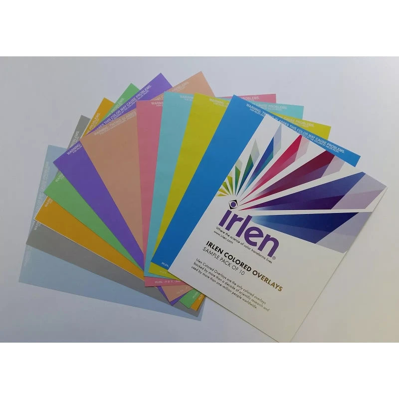 Irlen Colored Overlays for Reading - Sample Pack of 10 (1 of Each Color)