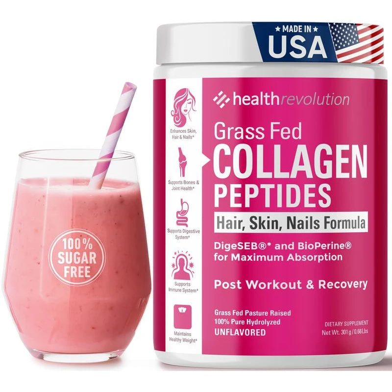 Collagen Powder Supplement - Pure Hydrolyzed Grass Fed Collagen Peptides Powder, Bovine Collagen, Skin Hair Beauty Nails Joints Wellness, Edible Unflavored wellness support
