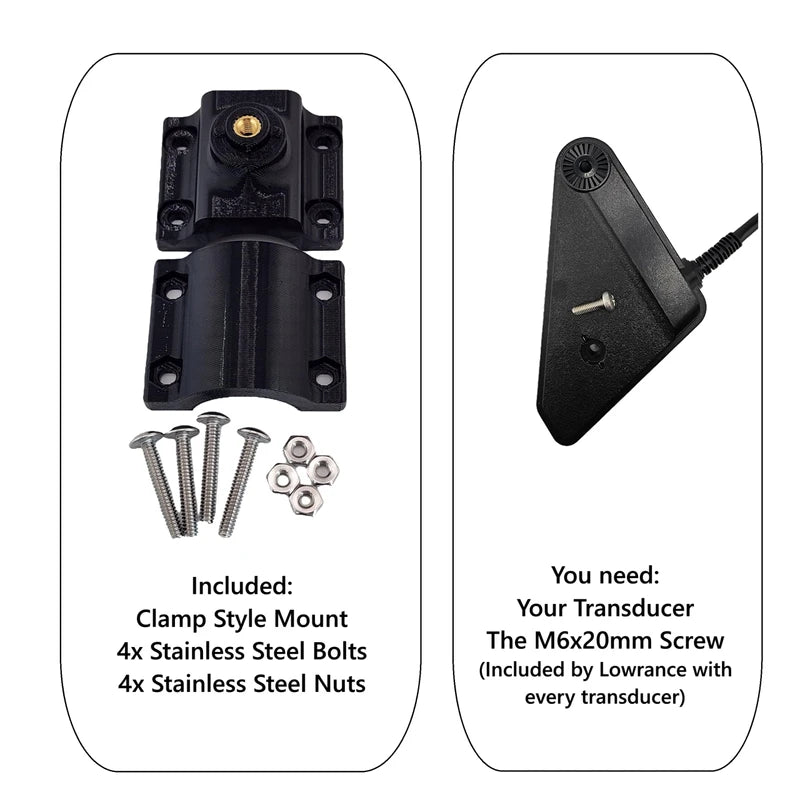 Transducer Mount for Lowrance Eagle Eye 9 - for 3/4" PVC, Summit or HDI Pole, Adjustable Clamp Style for 1" to 1.5" Pole (Clamp Style for 1" to 1.5" Pole)