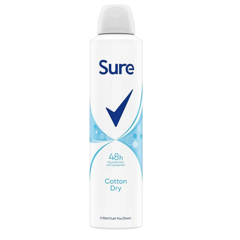 Sure Cotton Dry Anti-perspirant Deodorant Aerosol 150ml (Pack of 3)