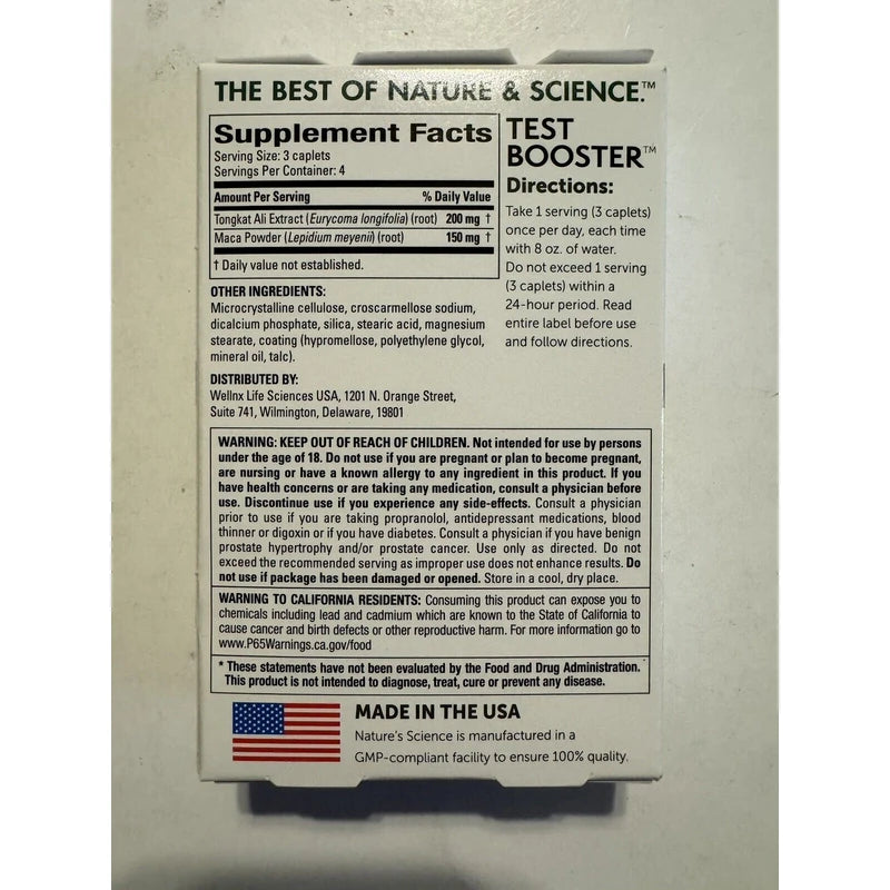 Nature's Science (Lot Of 2) Natures Science Test Booster, 12 Caplets Each, 24 Total Exp/05-2025