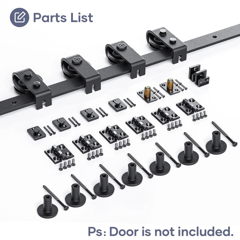 FINOSEN 100 inch Bifold Barn Door Hardware Track Kit for Four 24 inch Closet Doors,Top Mount Sliding System,Heavy Duty Roller,Smoothly and Quietly,Black(Bifold Door Not Included)