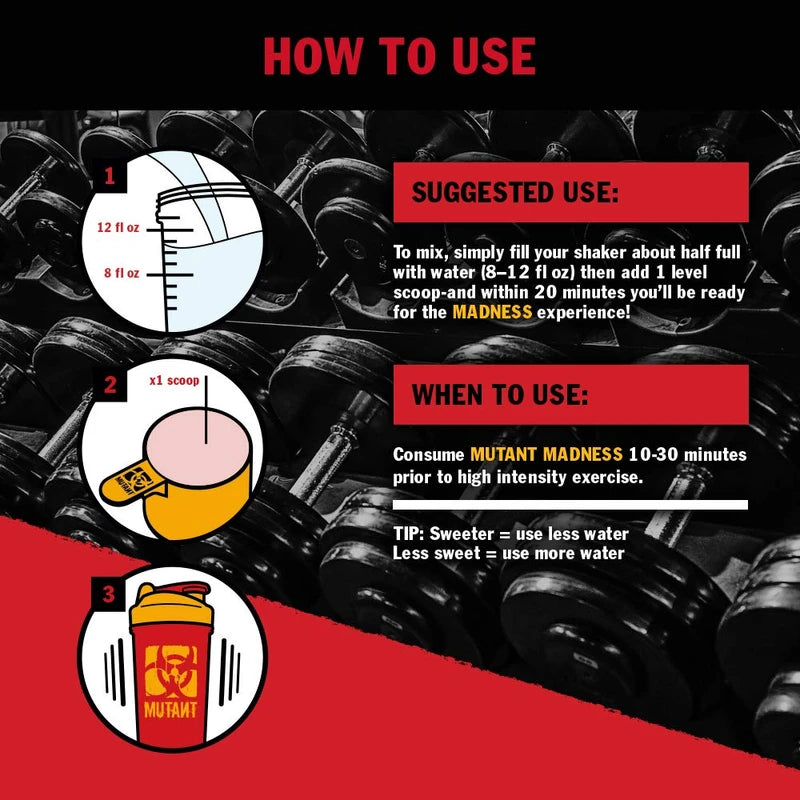 MUTANT Madness | Original Mutant Pre-Workout Powder| High-Intensity Workouts)| 30 Serving | 225 g (.83 lb) | Peach Mango