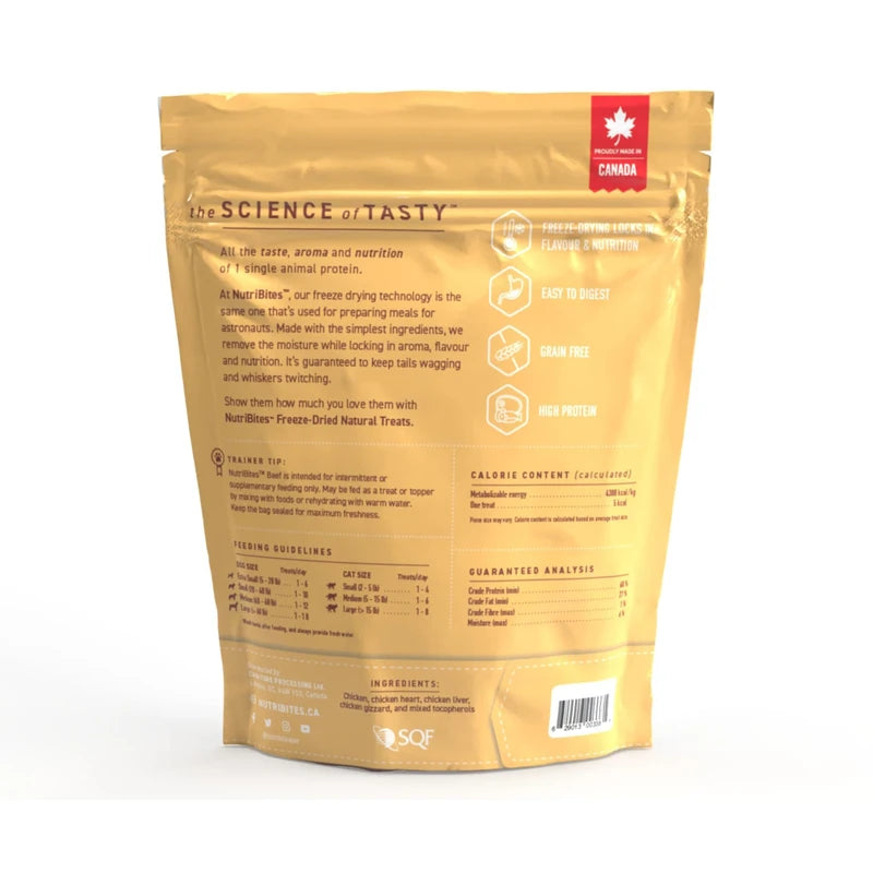 Nutri Bites Freeze Dried Chicken Dog & Cat Treats | Healthy Pet Training Treats or Food Topper | All Natural, 1 Single Animal Protein, High Protein | 4 oz