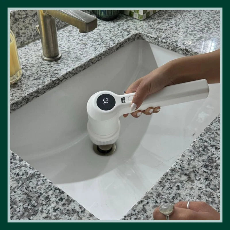 SonicPower Electric Spin Scrubber, Handheld & Ergonomic, IPX 7 Waterproofing, 4 Multi-Purpose Attachments Included, 2 Scrubbing Speeds, Long Lasting Rechargeable Battery