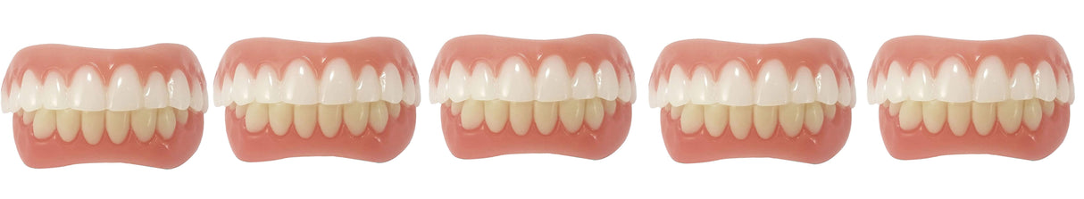 5 Pack Upper and Lower Veneer, Dentures for Women and Men, Fake Teeth, Natural Shade! Fix Your Smile at Home Within Minutes!