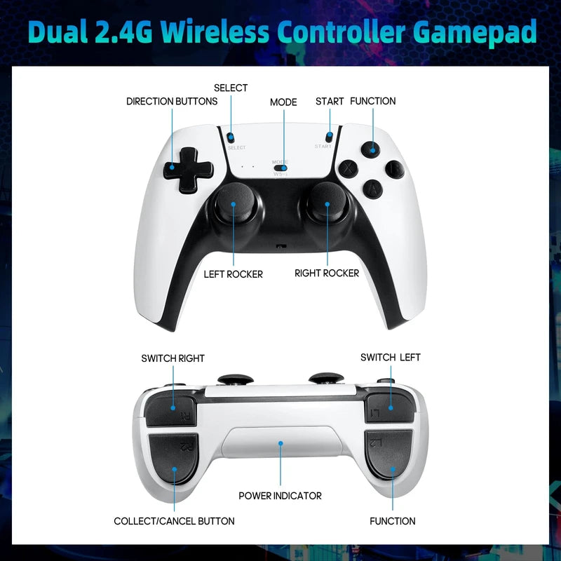 Retro Game Stick Pro, Wireless Retro Game Console with 4K HDMI, Built-in 23 Emulators, 20000+ Games, Plug and Play TV Video Game Console, 2.4GHz Dual Wireless Controllers, Game Emulator Console (64GB)