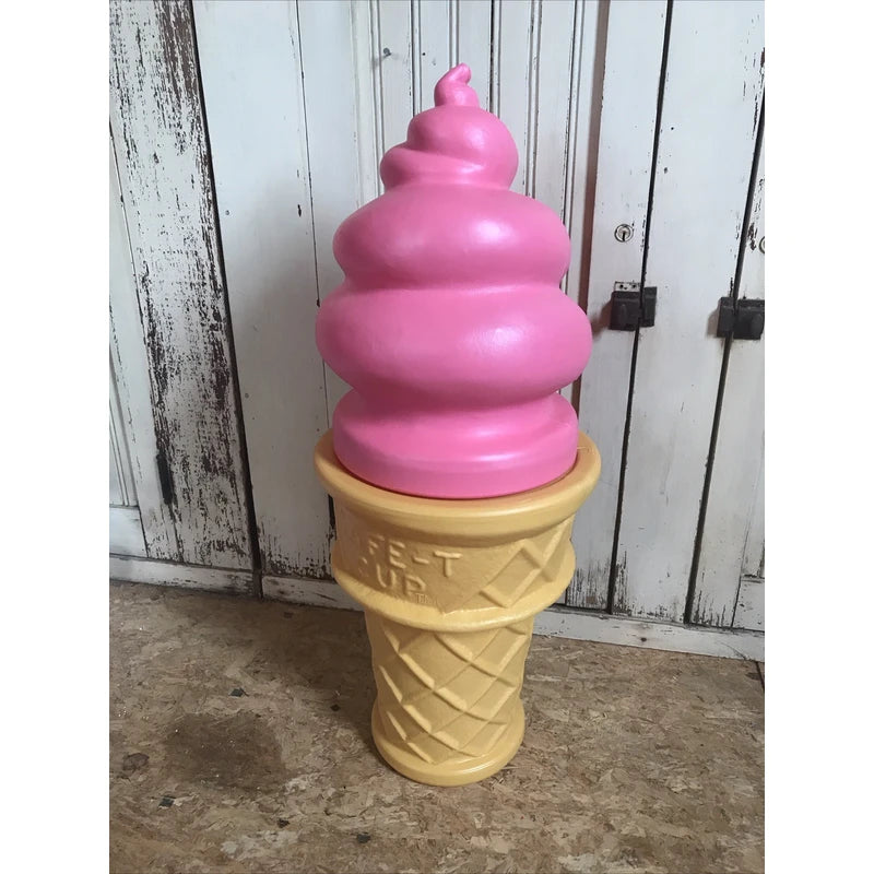 SAFE T CUP tm Blow Mold Giant Plastic Ice Cream Cone Strawberry Swirl Safe T Cup Display 26”