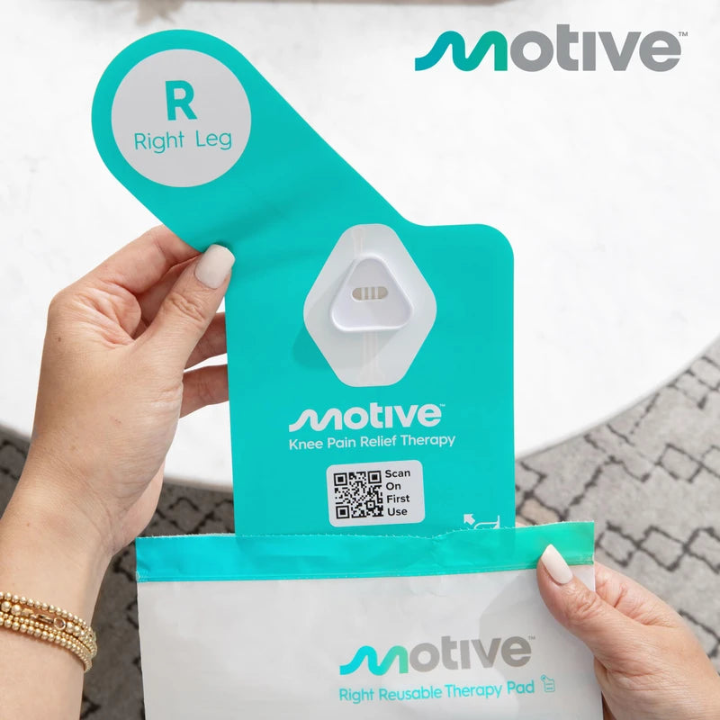 Motive Knee Replenishment Therapy Pads for Knee Discomfort Support - Advanced Non-TENS Device to Treat Knee Muscle Weakness, App Controlled, and a Portable Home Treatment Solution - Right Knee