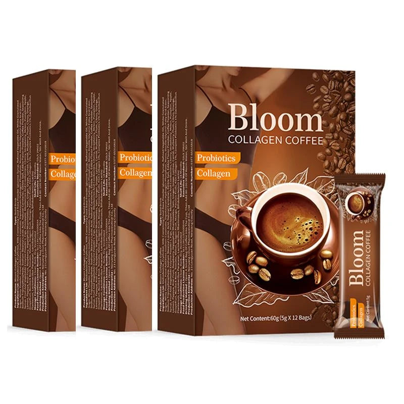 Bloom Collagen Coffee Powder, Instant, Organic Coffee for Women and Men (5g*12 Packs) - All-in-One Solution for Collagen and Coffee Christmas Gift - Specification: Buy 2,get 1 free