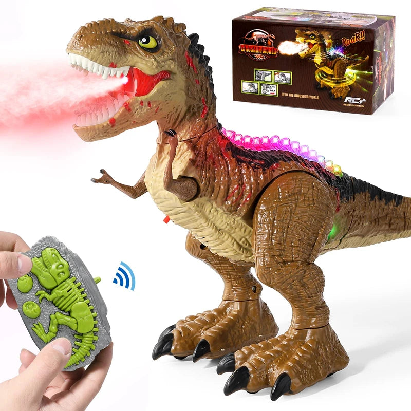 BAZOVE Remote Control Dinosaur Toys for Boys, Electric T-rex Dinosaur Robot Toy, 2.4Ghz RC Walking Dinosaur Toy with Rotation Stunt, LED Light & Sound, Gifts for Kids 3-5 Years Old