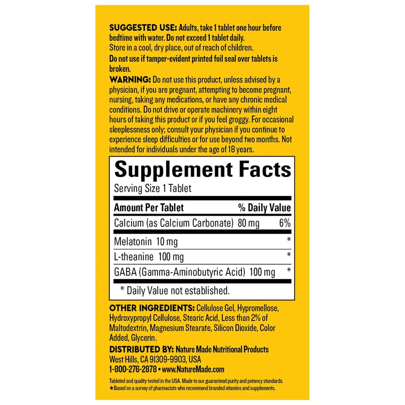 Nature Made Nature Made Wellblends Sleep Longer, Melatonin 10mg, L theanine 100 mg, and GABA 100mg, Sleep Supplement, 35 Tri-Layer Tablets