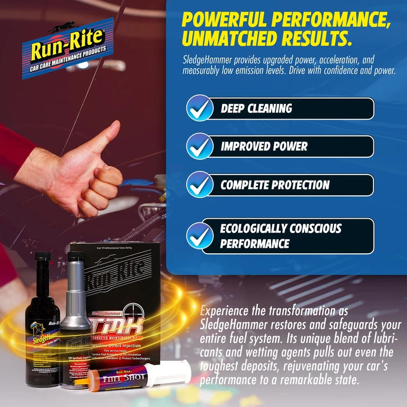 RUN-RITE Preventive Maintenance Fuel Cleaner Kit - Gas Treatment and Fuel Injector Cleaner - Valve, Carbon Deposit & Fuel System Treatment - Improves Fuel Performance and Intake Lubrication (3 pcs)
