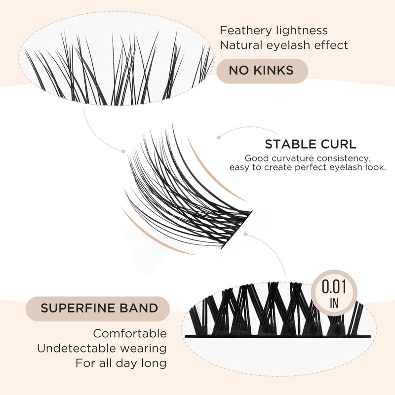 LASHVIEW Pack of 144 Cluster Lashes, DIY Cluster Eyelash Extensions, Mega Volume, Reusable, Individual Lashes, Cluster Volume Look, Super Thin Band & Soft (Volume, C-10-16 Mix)