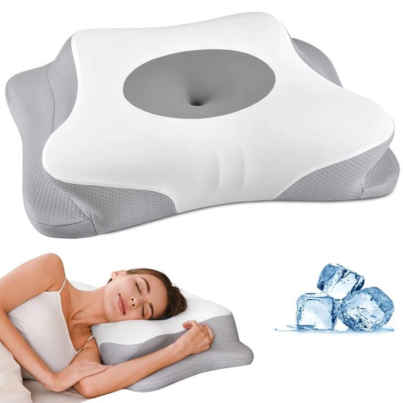 Cervical Neck Pillow - Memory Foam Pillows for Neck Pain Relief, Ergonomic Contour Side Sleeper Pillow for Sleeping, Orthopedic Neck Bed Pillow for Back & Stomach Sleepers with Pillowcase | HAMYODO
