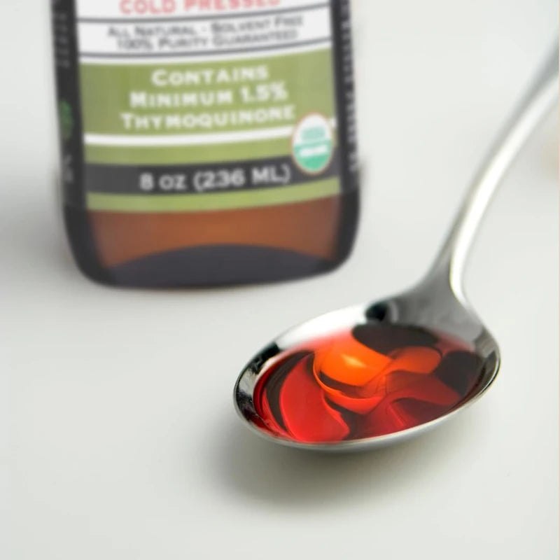 HalalEveryDay Organic Black Seed Oil - USDA Certified Cold Pressed Glass Bottle Over 1.5% Thymoquinone 3X strength Turkish Black Cumin Nigella Sativa non-GMO 100% Pure Blackseed Oil (8oz Glass Bottle)