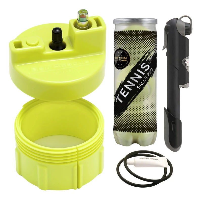 BALL RESCUER: Tennis Ball Pressurizer Premium Kit - Converts Compatible Tennis Ball Container to a 30 psi Pressurizer & Extends Ball (includes Maintenance Kit, Compatible Container & Pump)