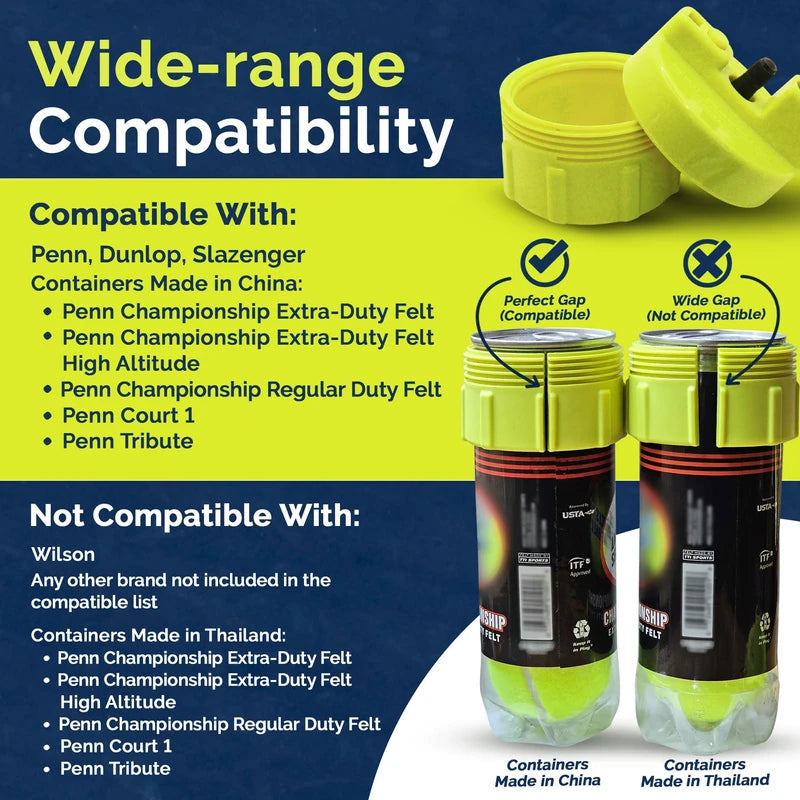 BALL RESCUER: Tennis Ball Pressurizer Premium Kit - Converts Compatible Tennis Ball Container to a 30 psi Pressurizer & Extends Ball (includes Maintenance Kit, Compatible Container & Pump)
