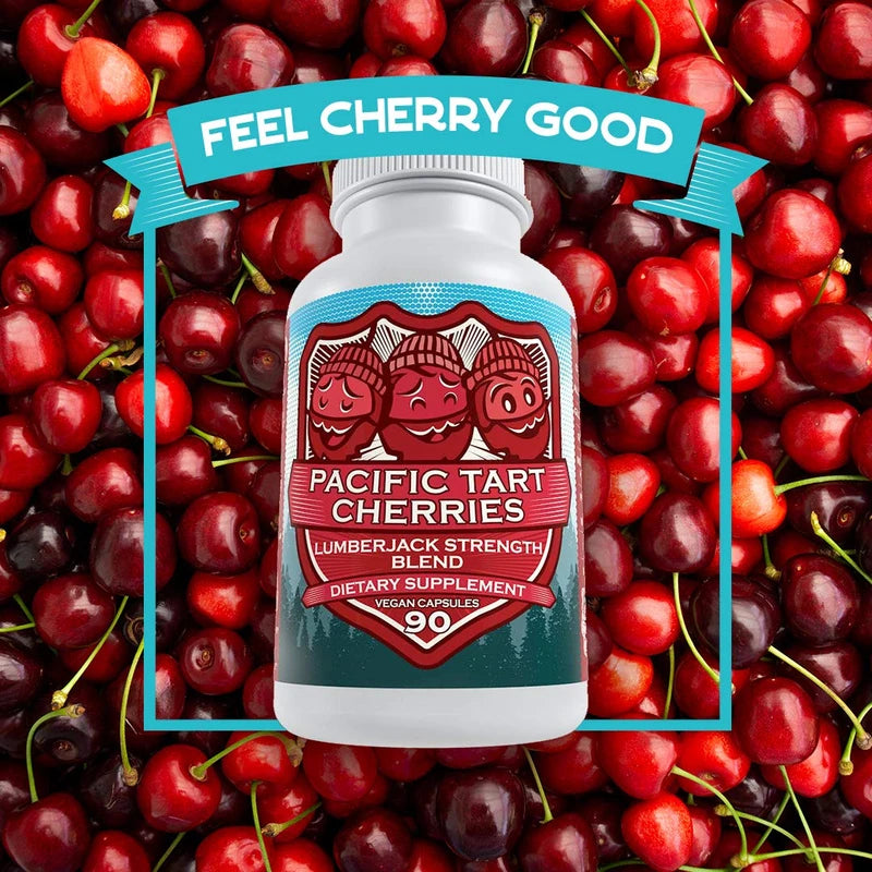 Tart Cherry Capsules Grown in USA - Lumberjack Strength Blend - Tart Cherry Powder with Bilberry (60 Count)