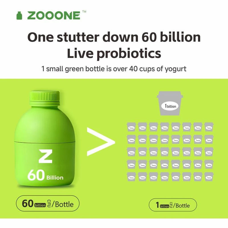 Zooone Probiotics 60 Billion CFU - 30 Bottles x 0.7oz - Edible, Fitness