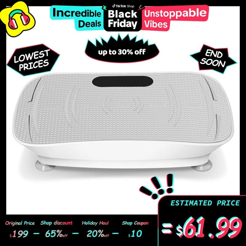 ZenActive Vibration Plate Whole Body Exercise Stomach Vibrate and Relaxation Machine Lymphatic Detox Device With Smart Screen Low Noise Max Weight 300LB for Home Exercise Platform - Color: Grey
