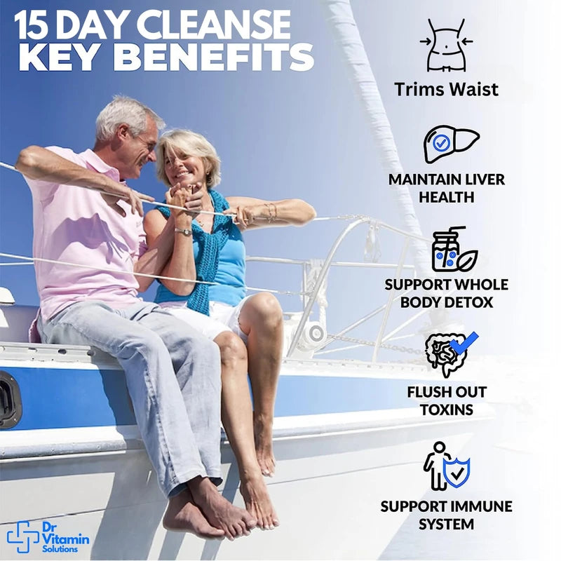 Professional Detox Cleanse for Losing Weight and Belly Fat, 15 Day Colon Cleanse, Dr Vitamin Body Detox Probiotics, Cleanse for Gut Health, Bloating Relief and Reducing Fat, 30 Caps