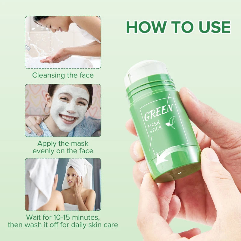 LcoLourx Green Tea Mask Stick for Face, Solid Mask,Poreless Deep Cleanse Green Tea Mask,Anti-Acne Oil Control&Improves Skin,Face Moisturizing(1PCS)