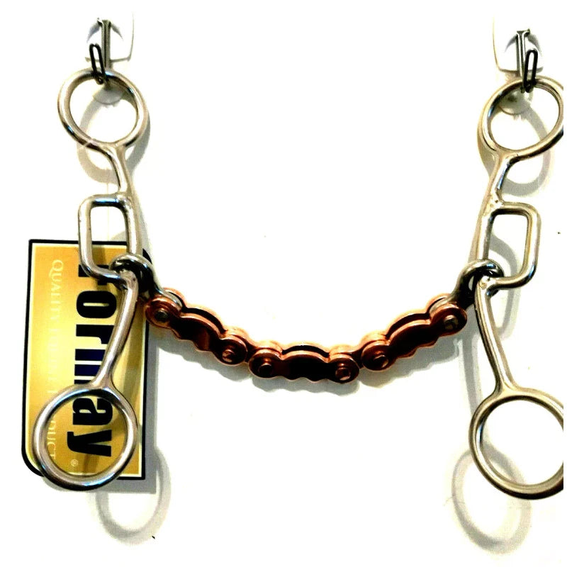 Formay SS 175844 Sliding gag, Mule bit 6" copper bicycle chain mouth, western