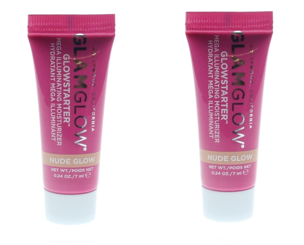 2 Pack GLAMGLOW GLOWSTARTER Mega Illuminating Moisturizer in Nude Glow (Travel Size), 0.5 Ounce (I0095072)