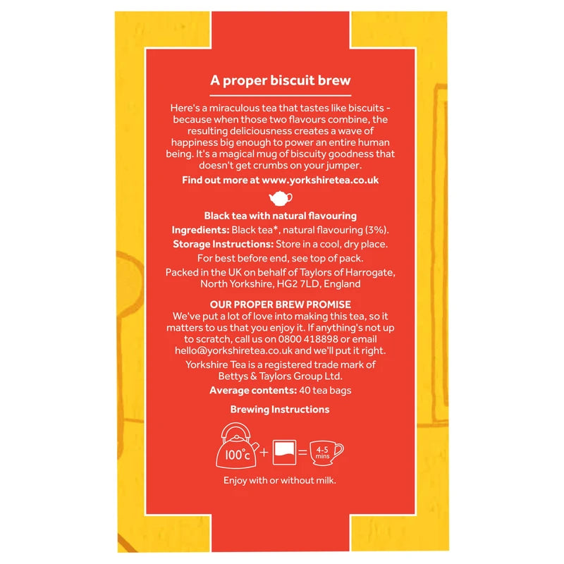 Yorkshire Tea Biscuit Brew Flavoured Tea Bags, Pack Of 4 (Total 160 Tea bags)