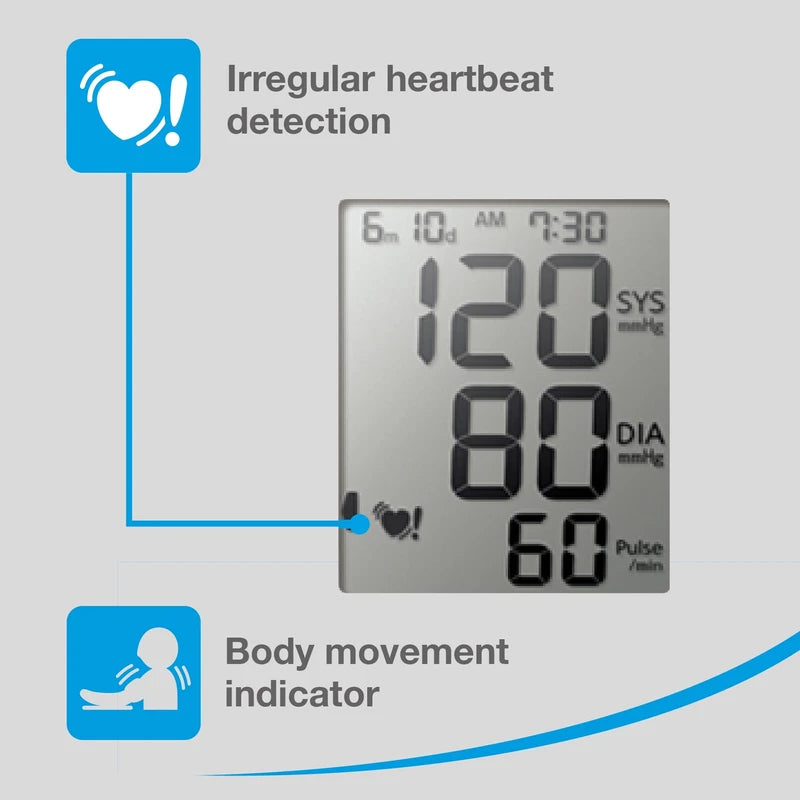 CITIZEN CHU456 Digital Blood Pressure Monitor for Home Use with Convenient Cuff Storage Holder and Huge Display. Complete with Hypertension, Pulse and Irregular Heartbeat and Body Movement Indicators
