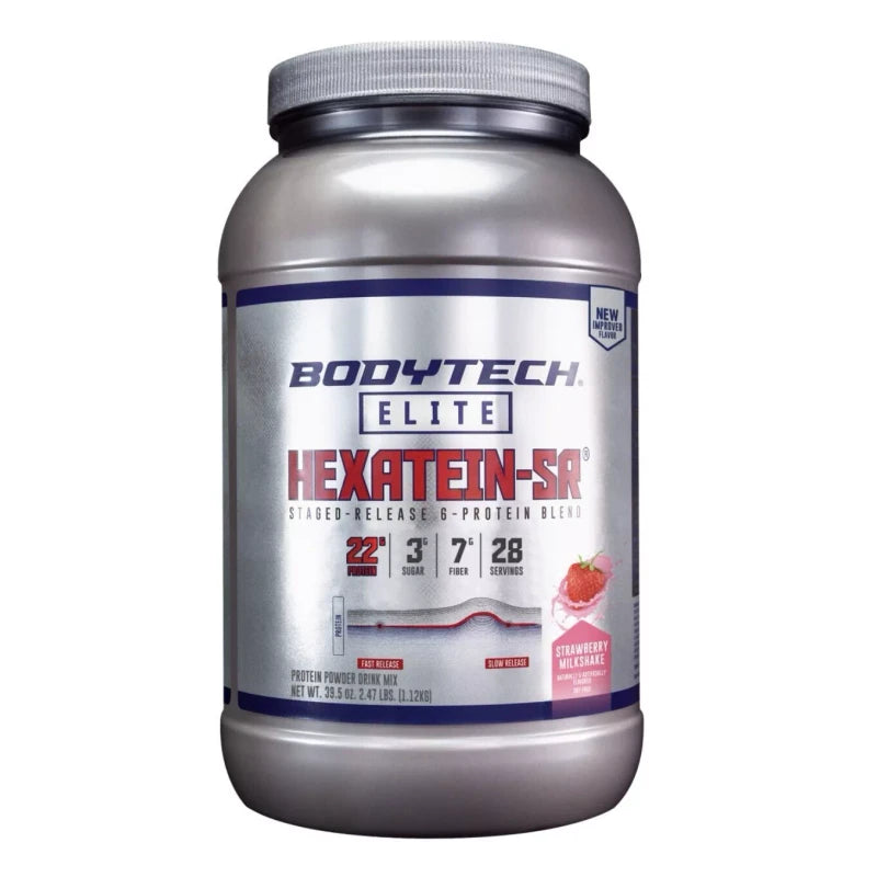 BodyTech Elite Hexatein SR Staged Release Protein Strawberry Milkshake 2.47 lbs