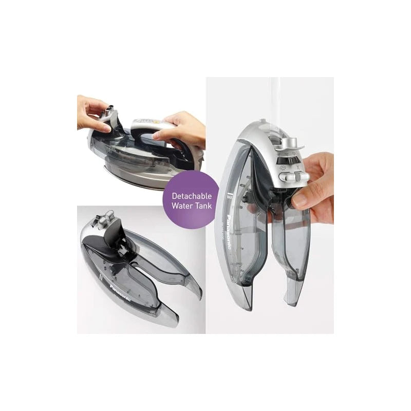 Panasonic Panasonic NI-WL600 Cordless Steam/Dry Iron, 1500W Wide Stainless Steel Plate, Silver/Black