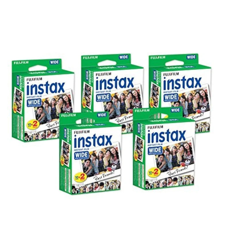 Fujifilm Instax Wide Film for Fuji Instant Film Camera, 5 Pack Twin Pack of Instax Films(total 100 Sheets)