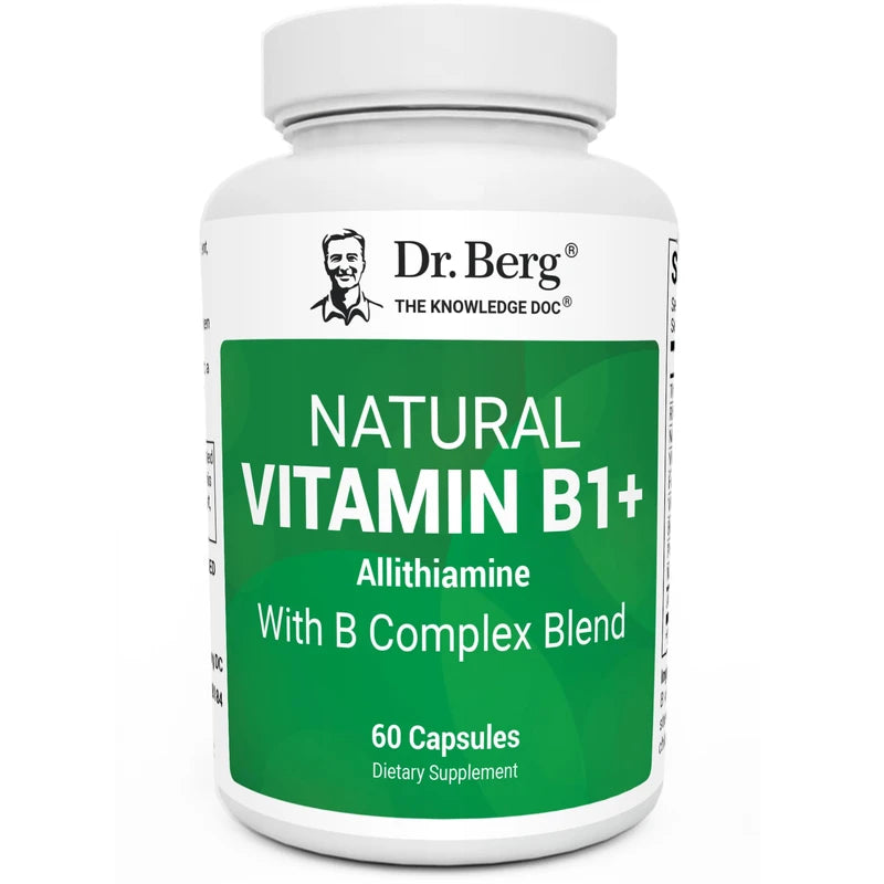 Dr. Berg Nutritionals Dr. Berg Natural Vitamin B1 B6 B12 Complex - Allithiamine Vitamin B1 Supplement with 8 Essential Vitamin B Complex for Men & Women Including Thiamin, Niacin, Folate, Magnesium & More - 60 Capsules