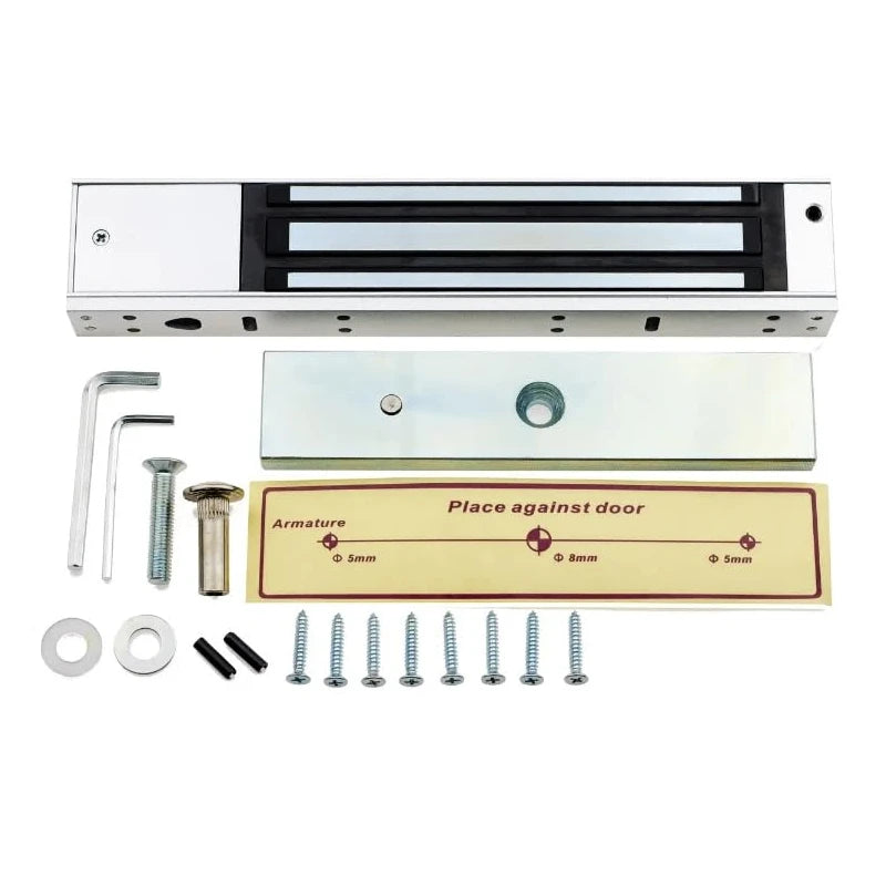 Stainless Waterproof Access Control System Kit, 300kg/660lbs Force Electric Magnetic Lock System Electromagnetic Lock Kit with RFID Keypad/Reader 10 Keyfobs 110V Power Supply Metal Exit Button