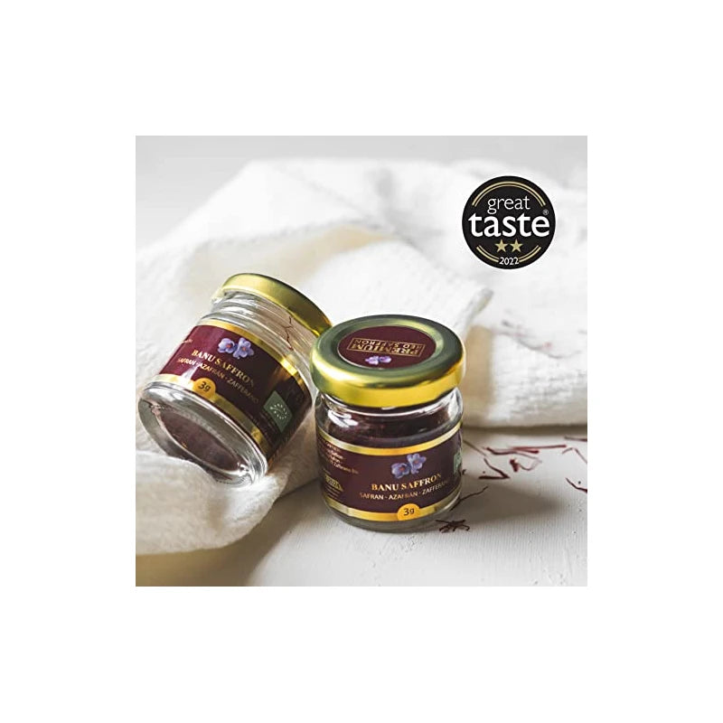 Organic Saffron - Banu Saffron Award Winning all Red Certified Organic Saffron Threads - 3 Grams (0.1 Ounce)