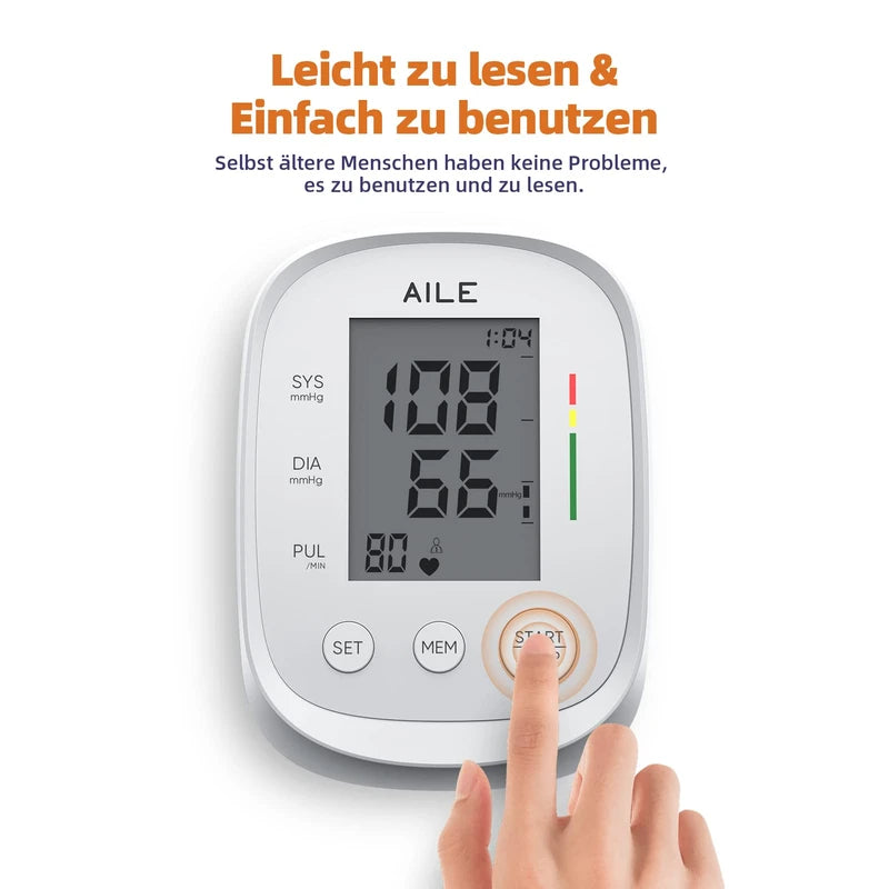 AILE Blood Pressure Monitor, Upper Arm Blood Pressure Monitor for Home Use, Blood Pressure Monitor, Fully Automatic Large Cuff (22-42 cm)