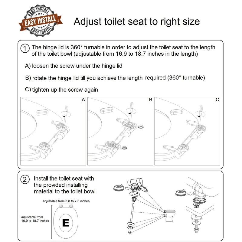 Sanilo Soft Close Toilet Seat ELONGATED, Quiet and Slow Close Lid and Seat, Strong Bumpers and Hinges, Marble Nature