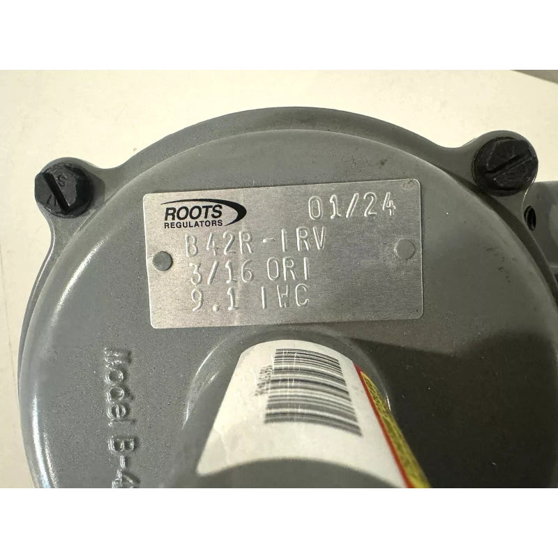 Roots B42R Gas Pressure Regulator Valve 1x1 NPT 9.1 IWC 1/2 X 3/16 Orifice