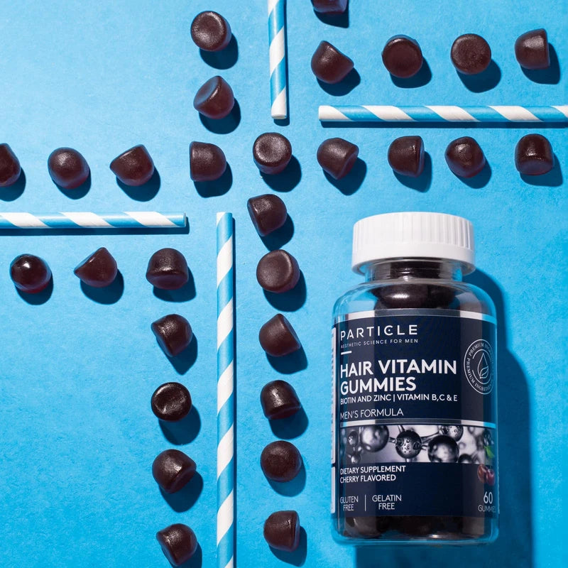 Particle Hair Growth Vitamin Supplements with Biotin, Zinc, Vitamin A, C, E, and B12. Thickens Hair and Promotes Hair Growth. 60 Gummies, 1 Month Supply