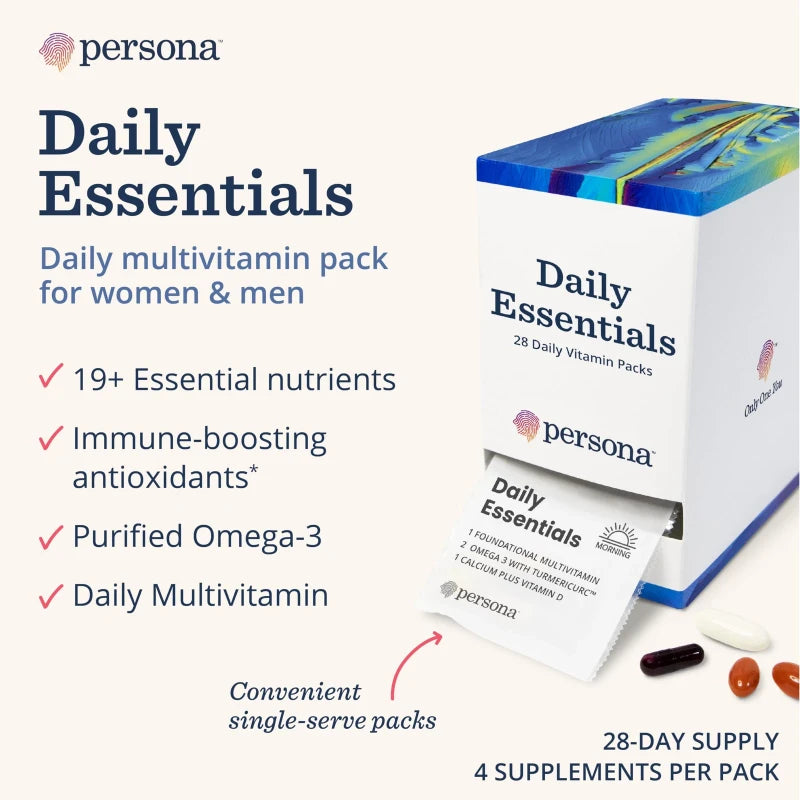 Persona Nutrition Daily Essentials Multivitamin Pack for Women & Men 28 Pack ...