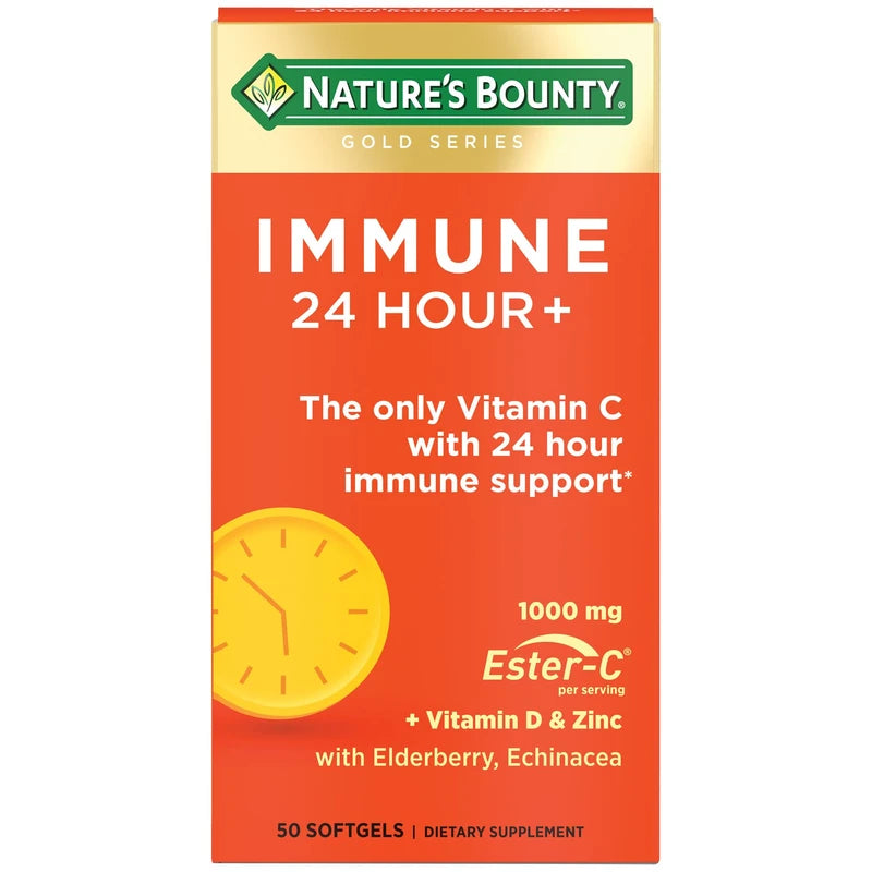 Nature's Bounty Nature's Bounty Immune 24 Hour +, The only Vitamin C with 24 Hour Immune Support from Ester C, Rapid Release Softgels, 50 Count