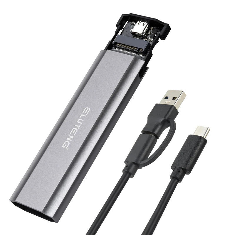 ELUTENG M.2 SSD Enclosure M.2 NVME SATA Dual Protocol Hard Drive Enclosure Aluminum USB 3.2 Gen 2 10Gbps External NVMe to USB SSD Reader Max 4TB Supports M and B&M Keys SSDs