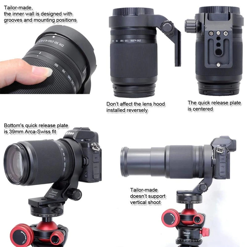 Lens Collar Tripod Mount Ring Compatible with Nikon Nikkor Z 70-180mm F2.8, Z 24-200mm f/4-6.3 VR, Z DX 50-250mm f/4.5-6.3 VR (Z-Mount), Support Bracket Holder is Arca-Swiss Fit Quick Release Plate