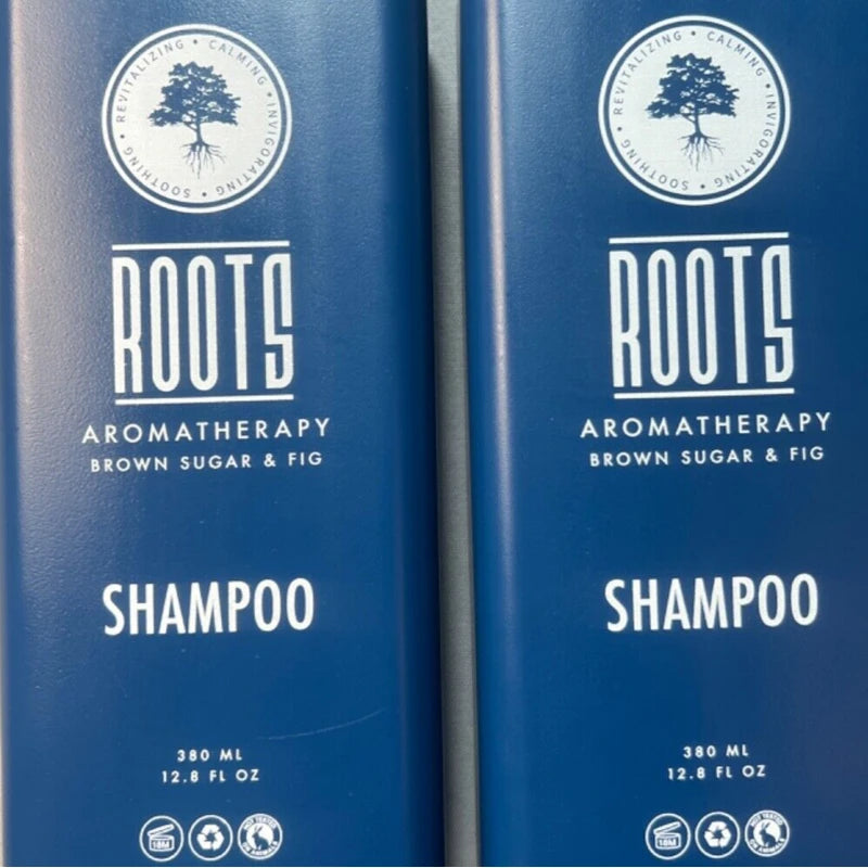 Roots 2 Bottles ROOTS Aromatherapy SHAMPOO Brown Sugar & Fig 12.8 oz Each